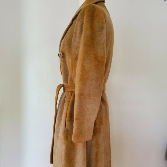 Long CASHMERE wool pea coat trench wrap Med large gray Tan Black beige camel XL - Picture 7 of 11